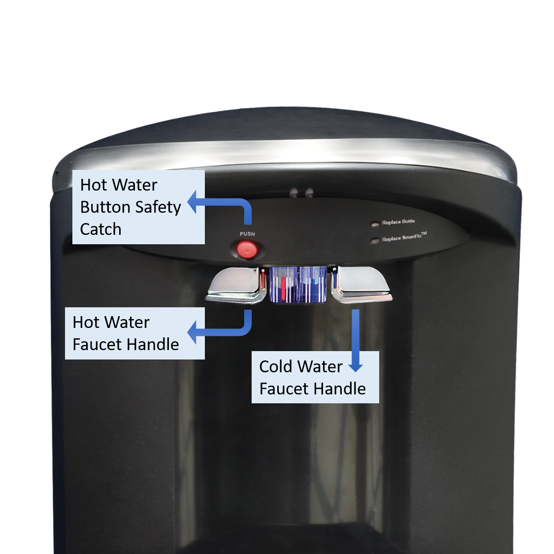 Crystal Mountain Everest Elite Hot Cold Floor Stand Water Dispenser Metal Faucet Handle Diagram
